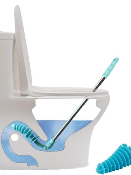Toilet Plunger, Siphon Type Toilet Clog Remover, Flexible Rubber Head Stainless Steel Handle, Toilet Dredge Tool, Squeegee (Blue)