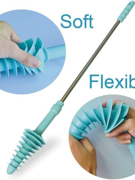 Toilet Plunger, Siphon Type Toilet Clog Remover, Flexible Rubber Head Stainless Steel Handle, Toilet Dredge Tool, Squeegee (Blue)