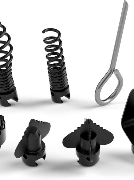 7PCS Drain Cleaner Combination Cutter Head Set,16mm Manganese Steel Spring Automatic Locking Drain Dredging Cutter Head Accessories for Drain Cleaning Machines
