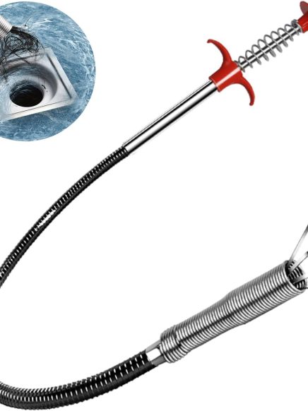 (9 in 1) Drain Clog Remover Tool, [Easy to Use] 34inch Flexible Drain Snake Clog Remover for Sewer, Toilet, Kitchen Sink, Bathroom Tub, Drain Cleaner with Gloves and Floor Drain