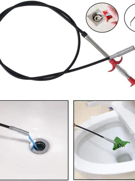 2-Pack Spring Pipeline Dredge Hook Cleaner Gripper Grabber Pickup Tool Flexible Drain Clog Remover Retractable Claw Retriever for Kitchen Bathroom Toilet Tub (24inch + 64inch)